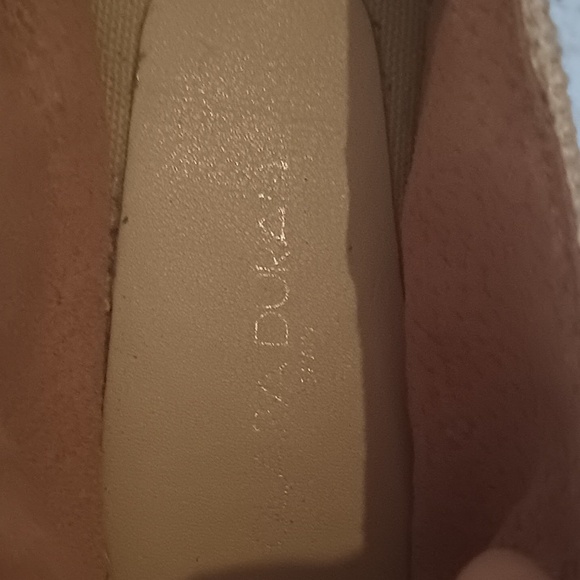 Clara Duran Off White Tweed Silver Captoe Espadrille 1" Platform Slip ons 37 7 - Picture 4 of 11